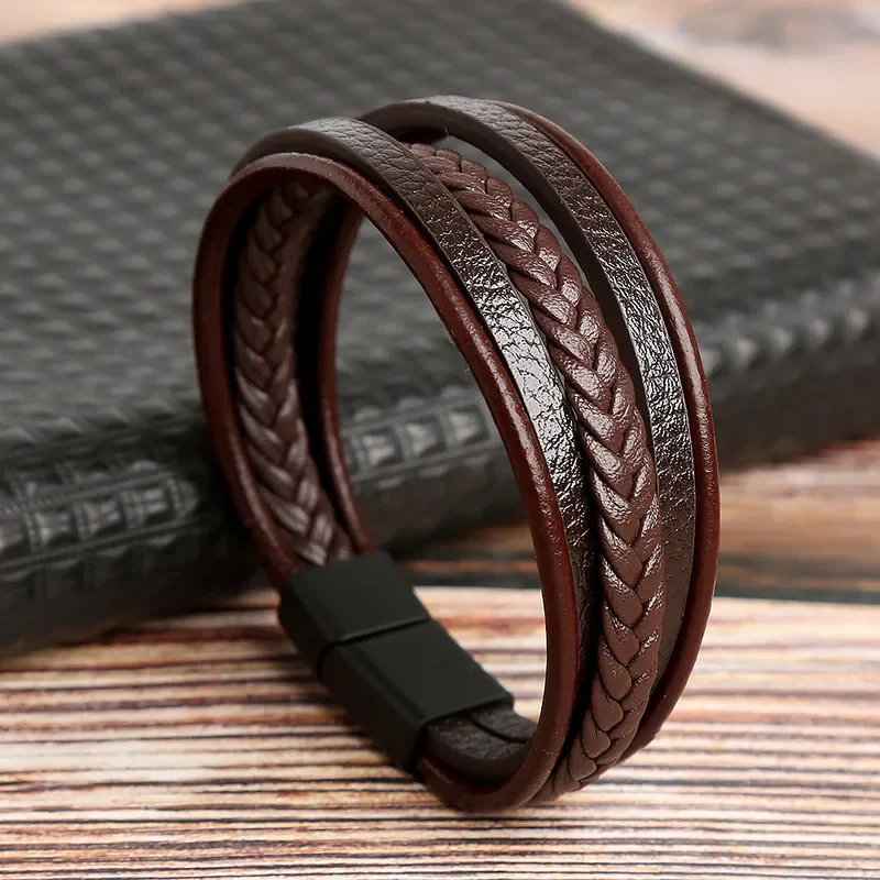 Pulsera marrón de 5 tiras simétrica