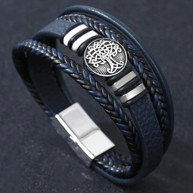 Pulsera azul con árbol de la vida celta