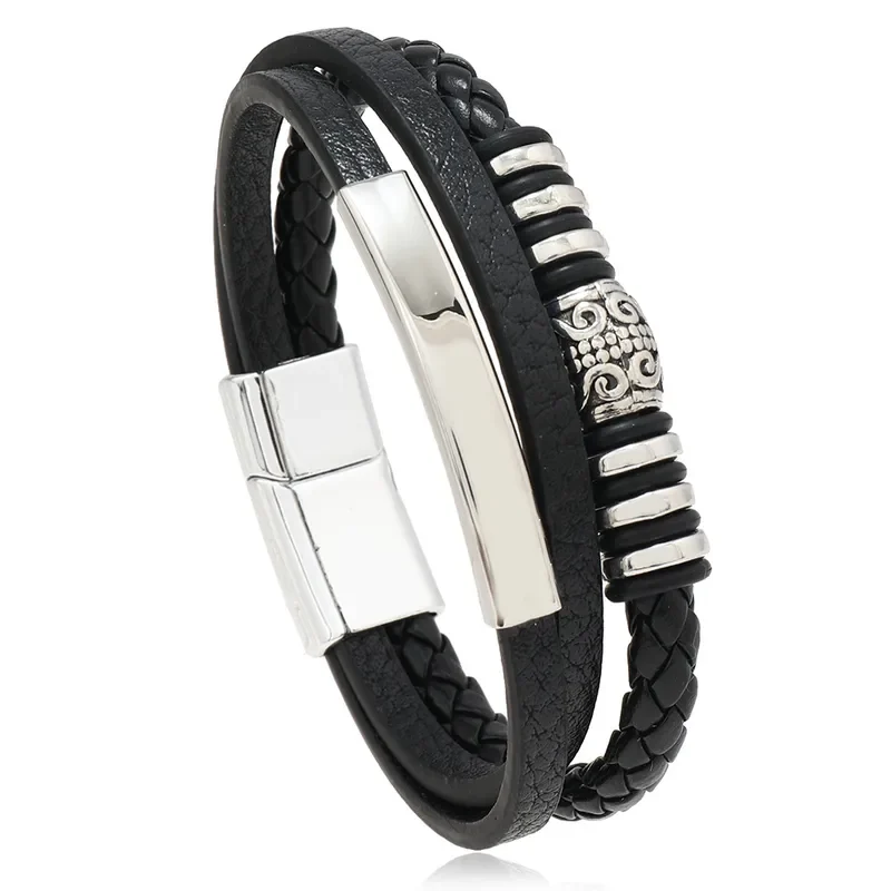 Pulsera negra con aplique y dije