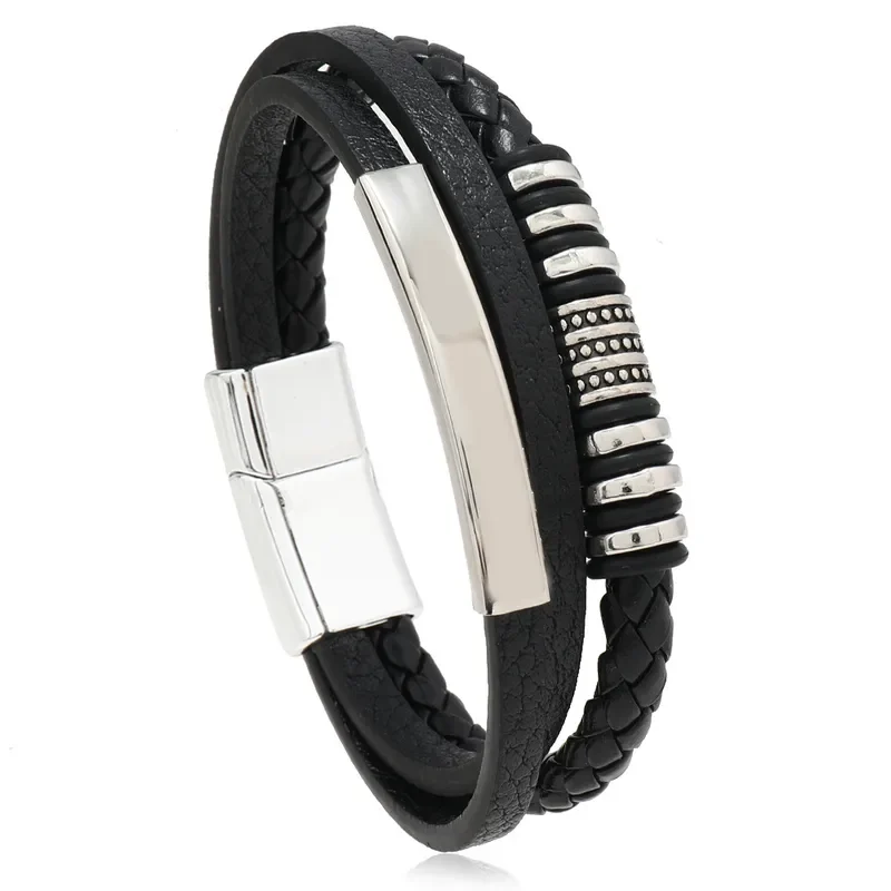 Pulsera negra con apliques y dije