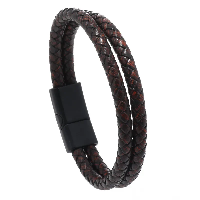 Pulsera marrón doble trenza