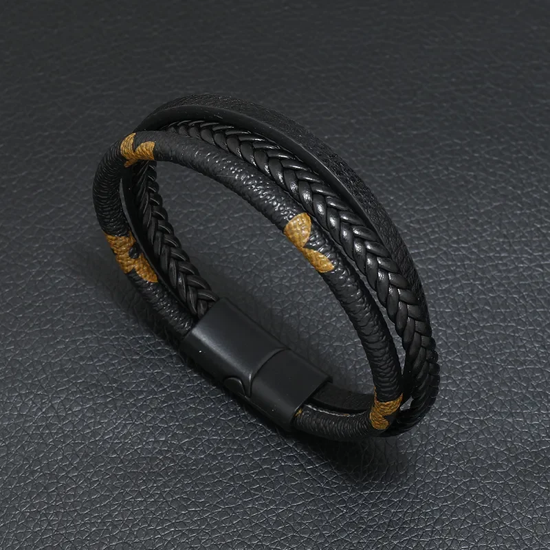 Pulsera negra de 3 tiras moderna