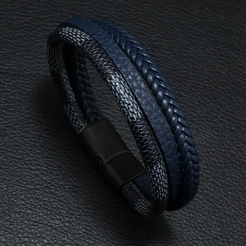 Pulsera azul de 3 tiras moderna