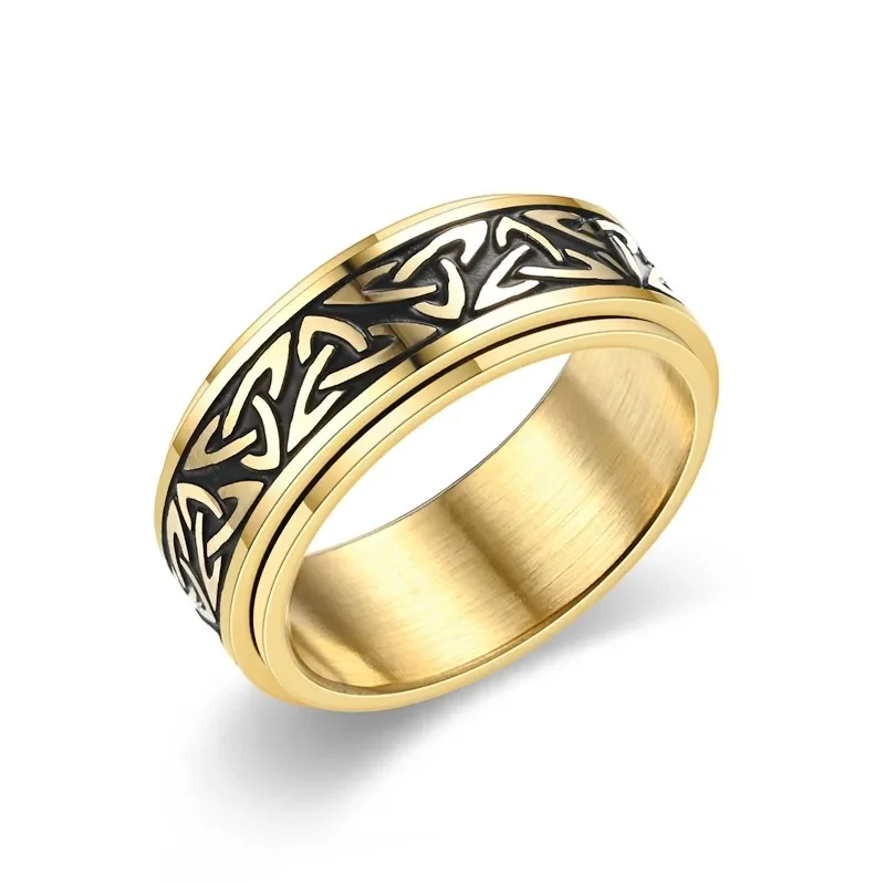 Anillo Vikingo dorado con triqueta (antiestrés)