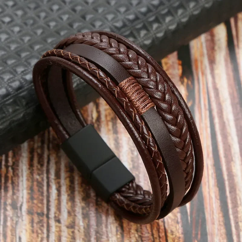 Pulsera marrón de 5 tiras rustica