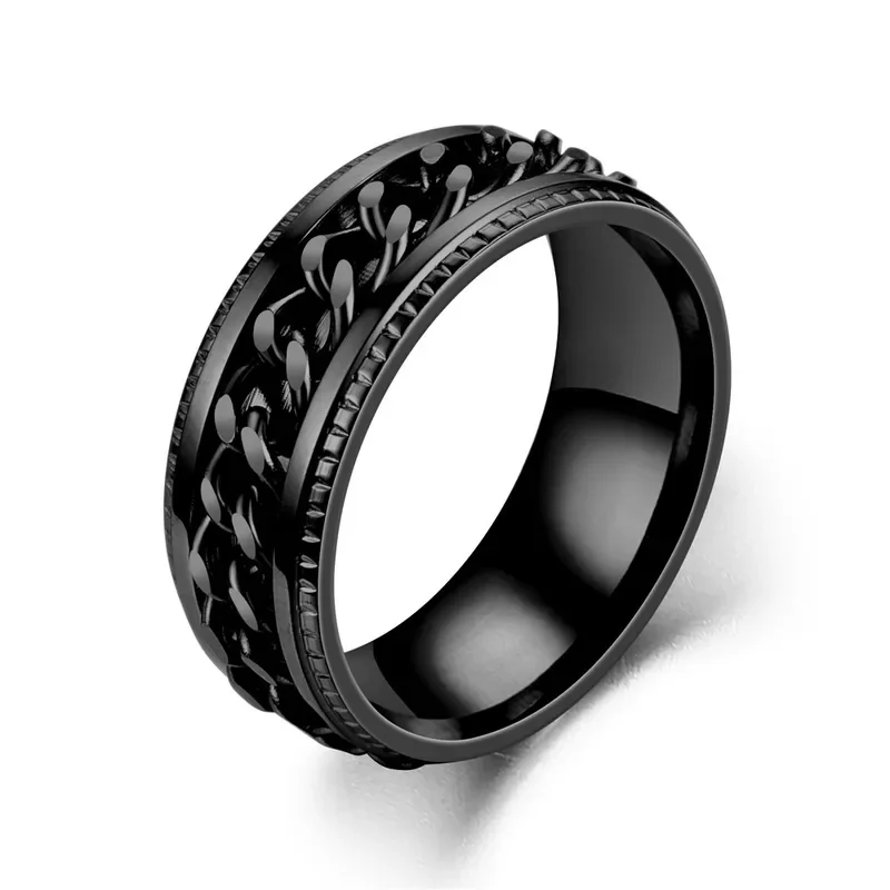 Anillo negro con cadena giratoria (antiestrés)