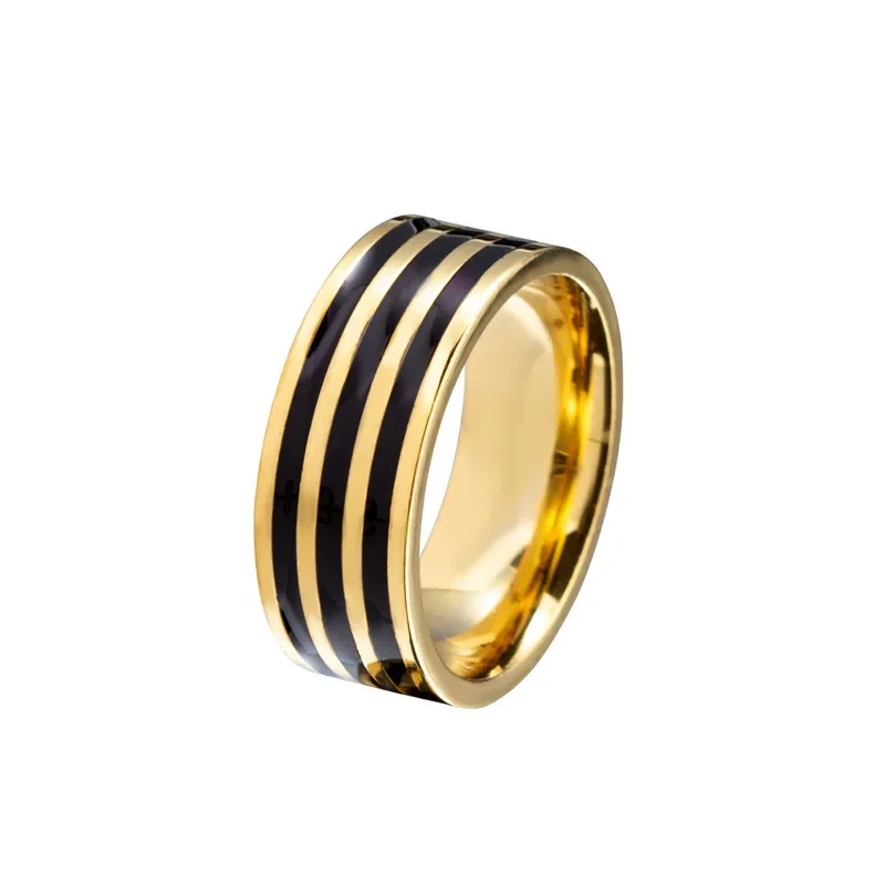 Anillo dorado con tres líneas negras