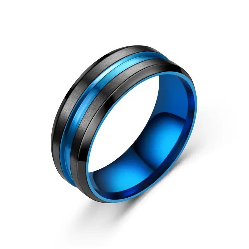 Anillo moderno negro y azul