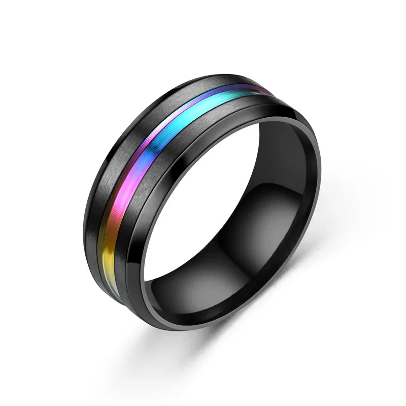 Anillo negro con línea tornasolada