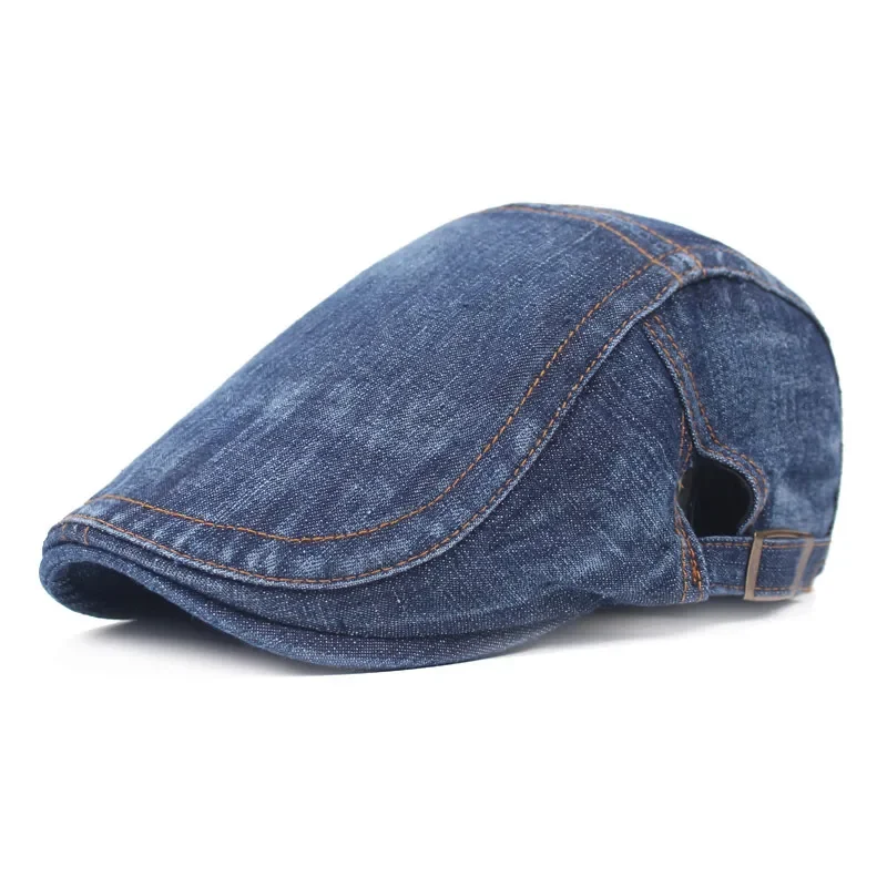 Boina de jean azul lisa ajustable