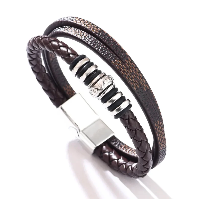 Pulsera marrón triple con apliques