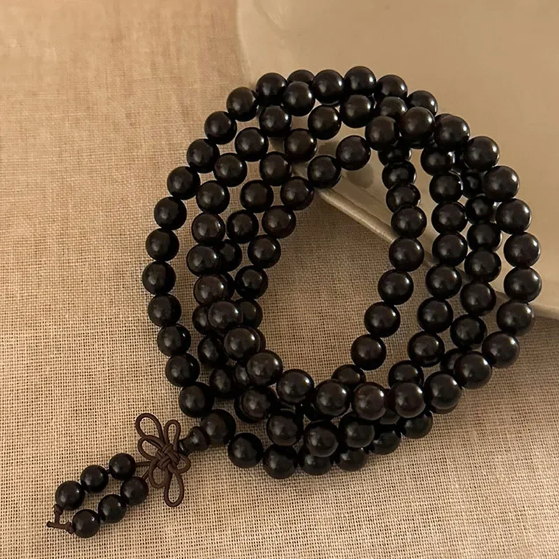Japa Mala de madera 108 cuentas marrón oscuro