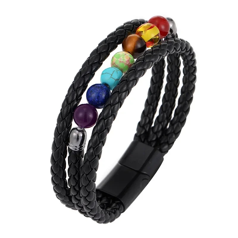 Pulsera triple trenza y 7 chakras
