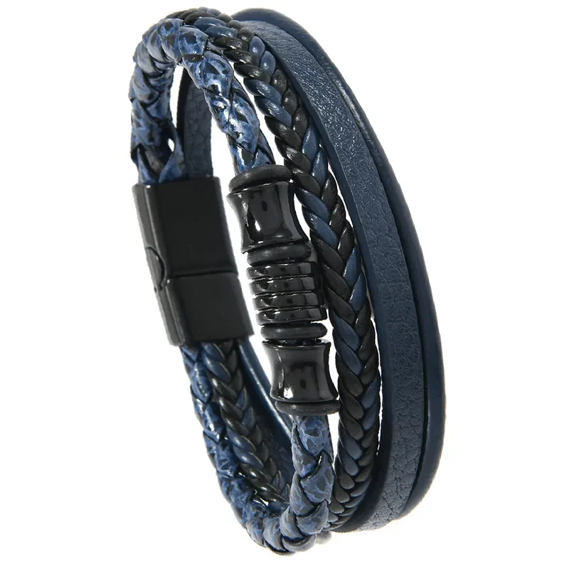 Pulsera azul y negra con apliques negros