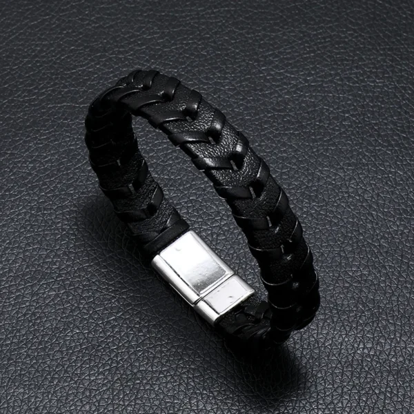 Pulsera de cuero negra de una tira