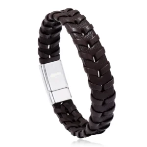 Pulsera de cuero de una tira marrón