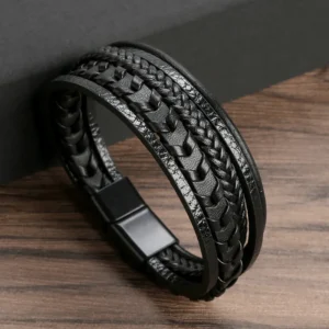 Pulsera moderna negra de 5 tiras