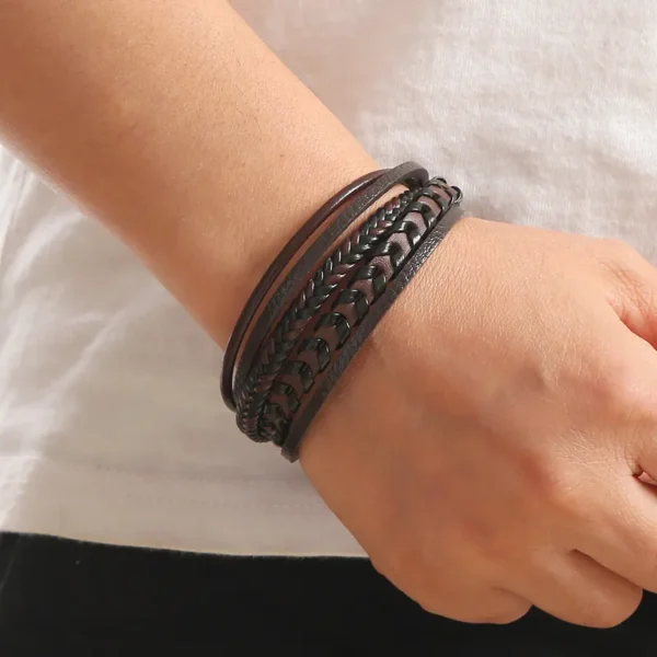 Pulsera moderna marrón de 5 tiras - Imagen 2