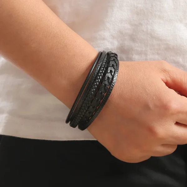 Pulsera moderna negra de 5 tiras - Imagen 2