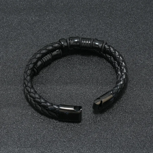 Pulsera negra doble trenza y apliques negros - Imagen 2