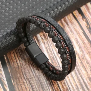 Pulsera combinada con piedra volcánica