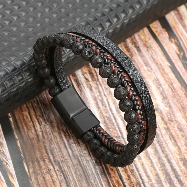 Pulsera combinada con piedra volcánica