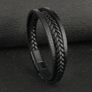 Pulsera negra de 3 tiras